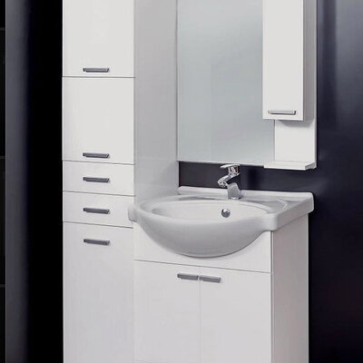 Nameštaj Za Kupatilo - Komplet - Ormarić, Umivaonik sa ormerićem, Viseća Polica sa Ogledalom - Valensia 650