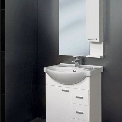 Nameštaj Za Kupatilo Komplet San Marino - Viseća polica sa Ogledalom, Orman sa Umivaonikom K 650 D 3F + K 650 G