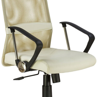 Radna Fotelja Od EKO Kože i Mrežastim Naslonom, Hromiranom Bazom i Rukonaslonima - Nebraska-H