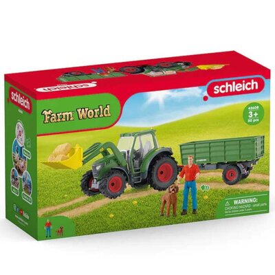 Traktor sa prikolicom i figure farmera i psa Schleich® 42608