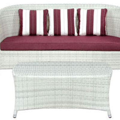 Garnitura Sardinia White Wash - 2 Fotelje + Dvosed + Sto + Jastuci