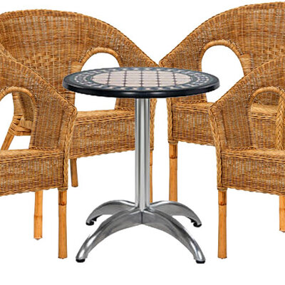 Garnitura Za Sedenje Dalia Natural - 4 Fotelje od Prirodnog Ratana + Sto