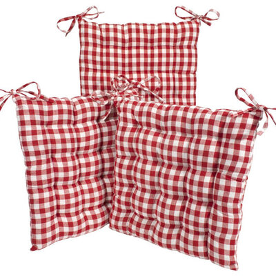 Jastučići za stolice 40x40x5cm karirani / crveni 4 komada