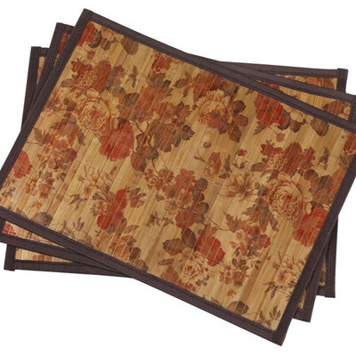 Stoni podmetači od bambusa 33x45cm cvetni dezen