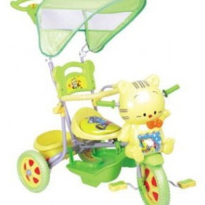 Žuti tricikl sa macom, drškom i suncobranom 8012EA 290063