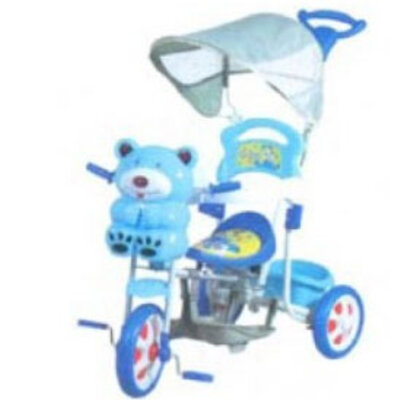 Plavi tricikl sa medom, drškom i suncobranom 8012BR 290065