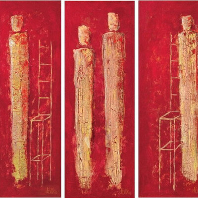 Triptih u crvenom 25 x 70 cm