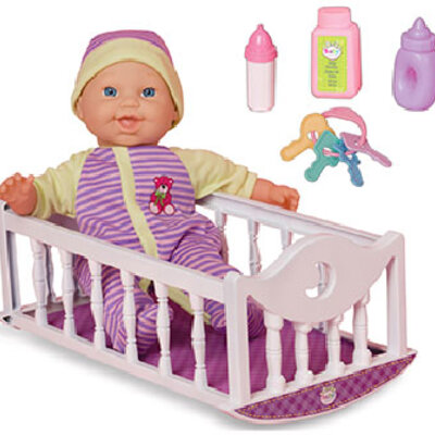 Baby Basics zvučna lutka sa kolevkom i dodacima 23624