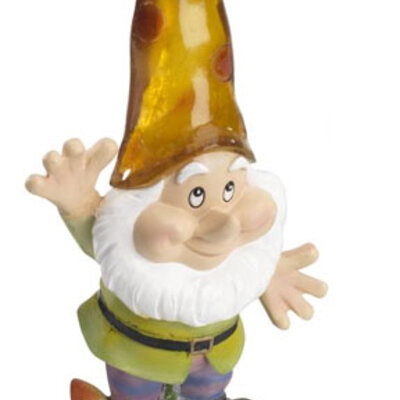 Solarna lampa -  fiberston patuljak sa žutom kapom