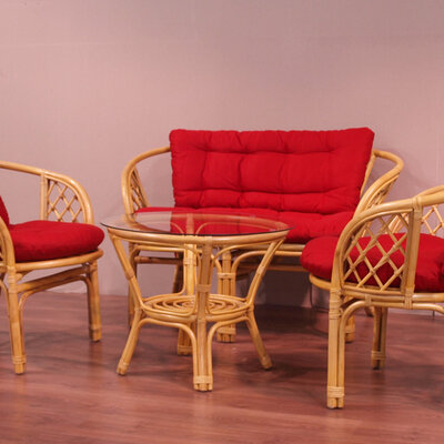 Garnitura od prirodnog ratana LoveIt Red