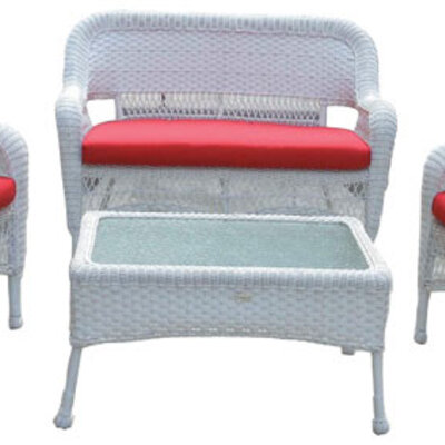 Garnitura za Dvorište i Terasu 2 Fotelje Dvosed i Sto Cleo White