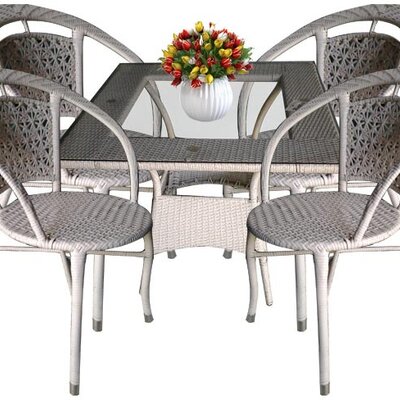 Garnitura Od Wicker Ratana Za Dvorište i Terasu Santo - 4 Fotelje i Sto Sa Staklom