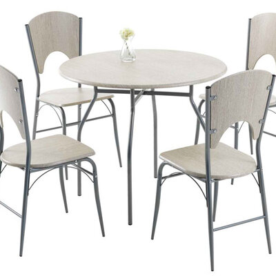 Trpezarijska garnitura Swan sto Ø90 cm + 4 stolice pepeljasta