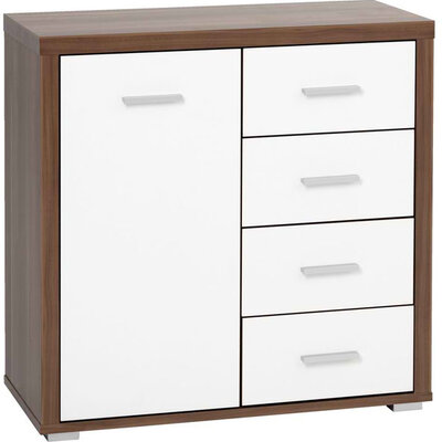 Komoda Porto sa 4 fioke / 1 vrata široka orah / krem