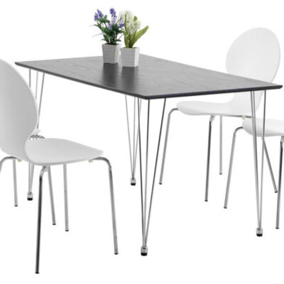 Trpezarijska garnitura Daria crni sto + 4 bele stolice