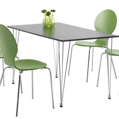 Trpezarijska garnitura Daria crni sto + 4 stolice u boji limete