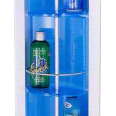 Ugaona polica za kupatilo sa tri rotirajuća odeljka bela-providno plava 24S0223