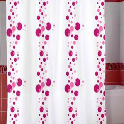 Tekstilna zavesa za kadu Bubble roze