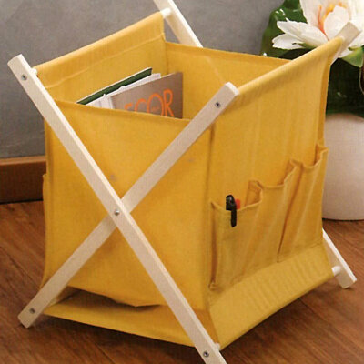 Stalak Za Novine Platno - Drvo - Žuti