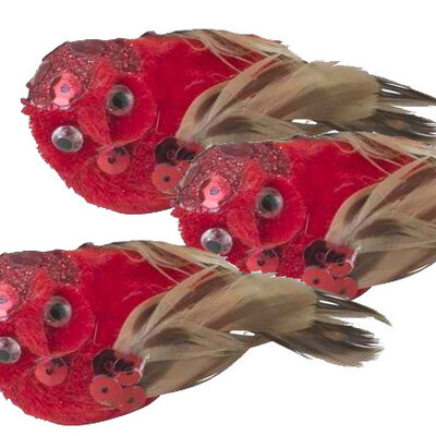 Novogodišnji ukrasi crvene sove 3kom/p