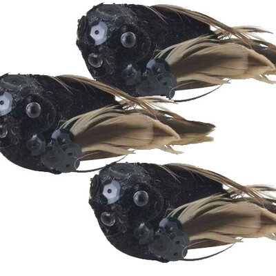 Novogodišnji ukrasi crne sove 3kom/p