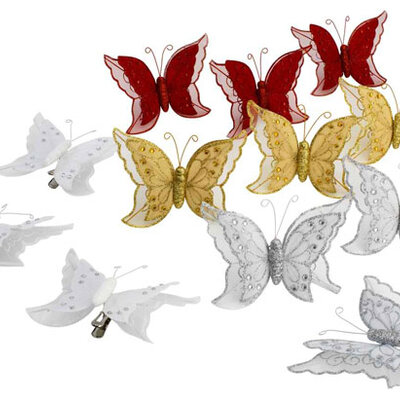 Novogodišnji ukrasi u obliku leptir 3 kom/p
