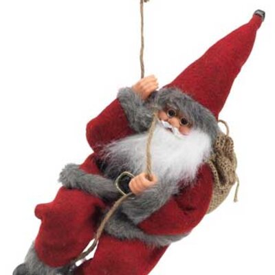 Novogodišnji ukras Deda Mraz na užetu V30cm