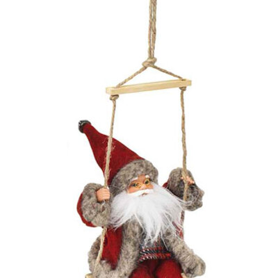 Novogodišnji ukras Deda Mraz na ljuljašci V20cm
