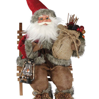 Novogodišnji ukras Deda Mraz na klupi V27cm