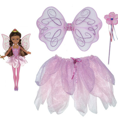 Lutka Sparkle Girlz i kostim Vile za devojčicu (suknjica, krila i štapić) 44-403 