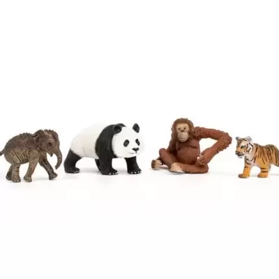 Schleich® Figure Divlje životinje Azijske životinje - Panda, orangutan, slon, tigar 42736