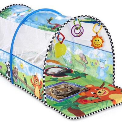 Bright Starts - Baby Einstein 2u1 Bebi aktiviti gimnastika I tunel Safari avanture
