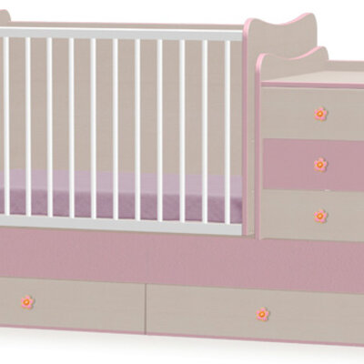 Lorelli Drveni krevetac za bebu Maxi Plus Oak Pink