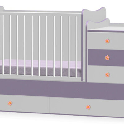 Lorelli Drveni krevetac za bebu Maxi Plus White Violet