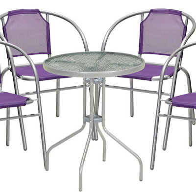 Kafe Garnitura Za Dvorište Net Purple Glass - 4 Stolice + Sto