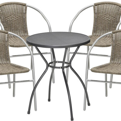 Garnitura od Ratana PE - 4 Stolice + Sto Flippa Light