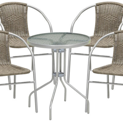 Garnitura od Ratana PE - 4 Stolice + Sto Flippa Glass Light