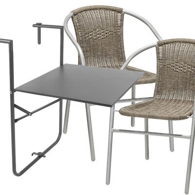 Garnitura Za Male Terase Mia Balkonski Sto + 2 Stolice od PE Ratana