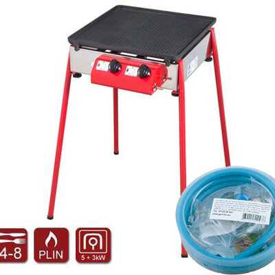 Plinski roštilj Gorenc Camping 40K sa rebrastom pločom, nogarima i priključnim setom