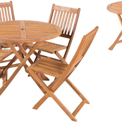 Garnitura Za Dvorište Od Drveta Utuado - 4 Stolice i Sto