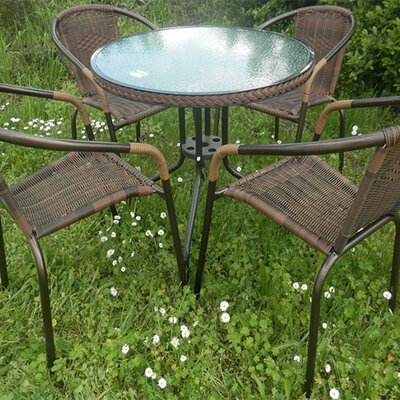 Garnitura za Sedenje Fidel4 - 4 Stolice i Sto sa Staklom