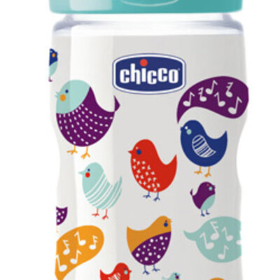 Chicco Plastična flašica sa kaučuk cuclom Well-Being 330ml  4m+ 00070709000000
