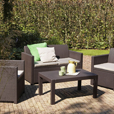 Wicker Ratan Lounge Set Shirley - 2 Fotelje, Dvosed i Sto