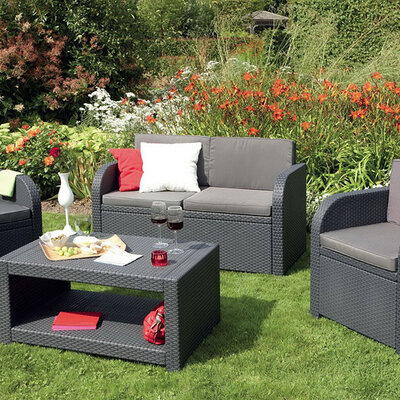 Wicker Ratan Garnitura Managua Antracit - Siva