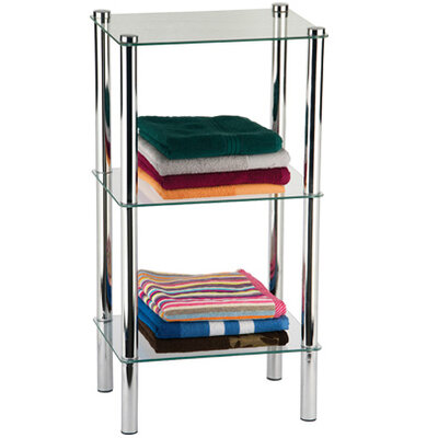 Podna Polica Za Kupatilo Metal-Hrom - Staklo