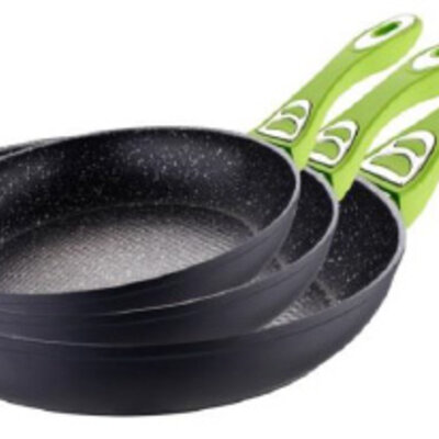 Bergner Tiganji sa mermernom oblogom - Set od 3 kom Renberg green RB-1023-G