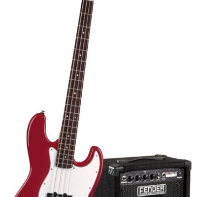 Bas gitara Squier By Fender Affinity J Bass w i pojačalo Rumble 15 Amp Metallic Red