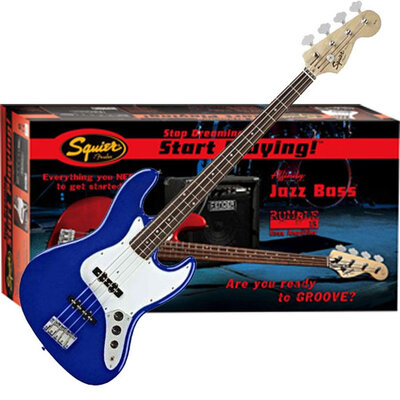 Bas gitara Squier By Fender Affinity J Bass w i pojačalo Rumble 15 Amp Metallic Blue
