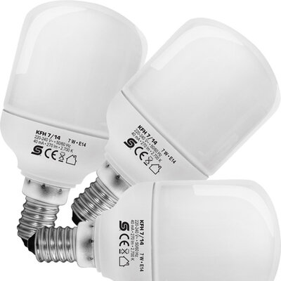 Štedljiva sijalica toplo bela 7W E14 KFH7/14 3 komada