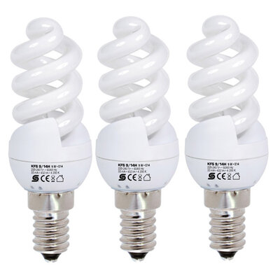 Štedljiva sijalica hladno bela 9W E14 KFS9/14H 3 komada